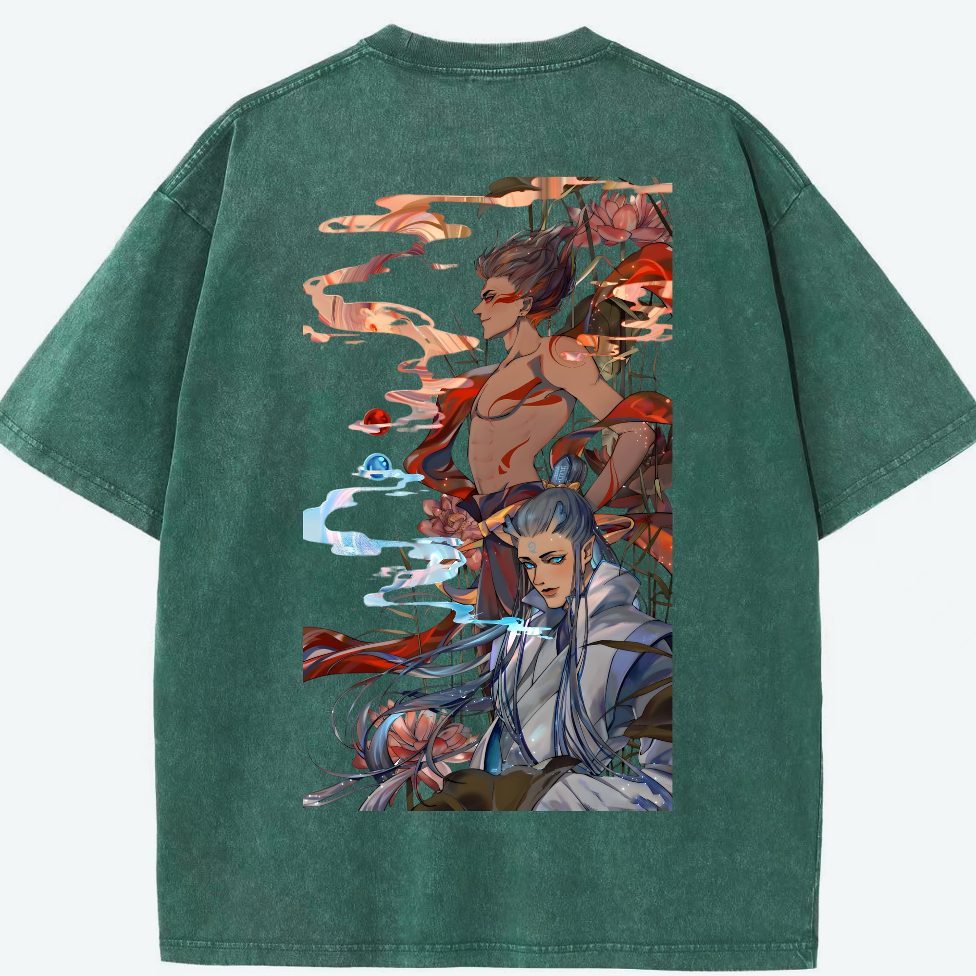 （画像用） Ne Zha 2 ナタ 魔童の大暴れ 綿100% ヴィンテージ風 半袖Tシャツ（背面プリント）